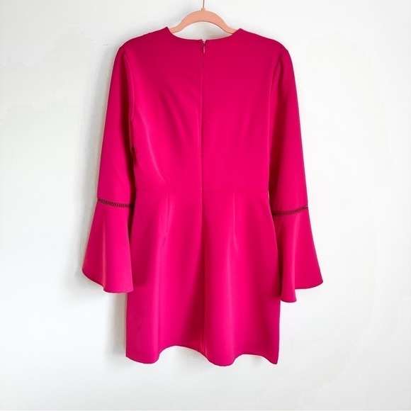 Charles Henry Fuchsia Pink Bell Sleeve Cocktail Mini Dress sz Small - Picture 4 of 5